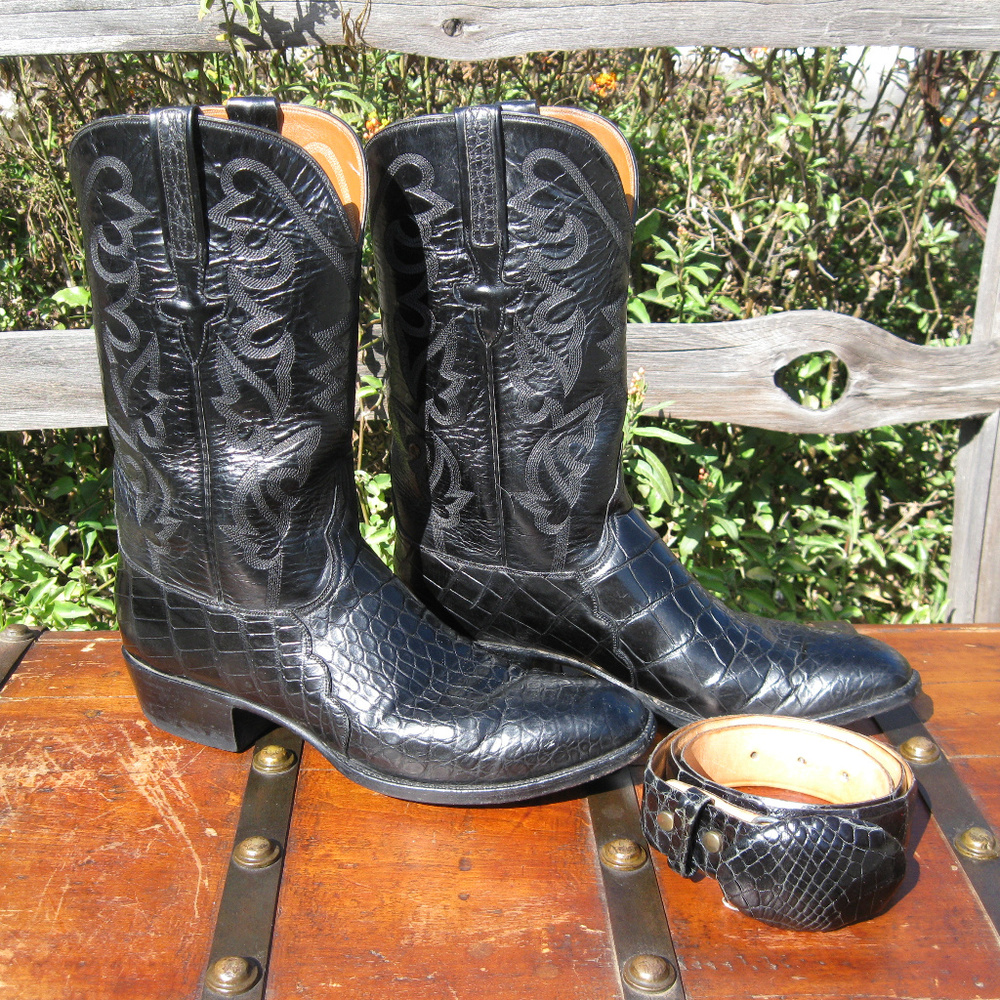LUCCHESE COWBOY BOOTS  • Alligator skin • 10